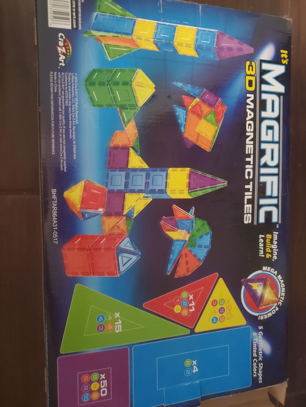 3D Magnetic Tiles Building Set - Multicolor